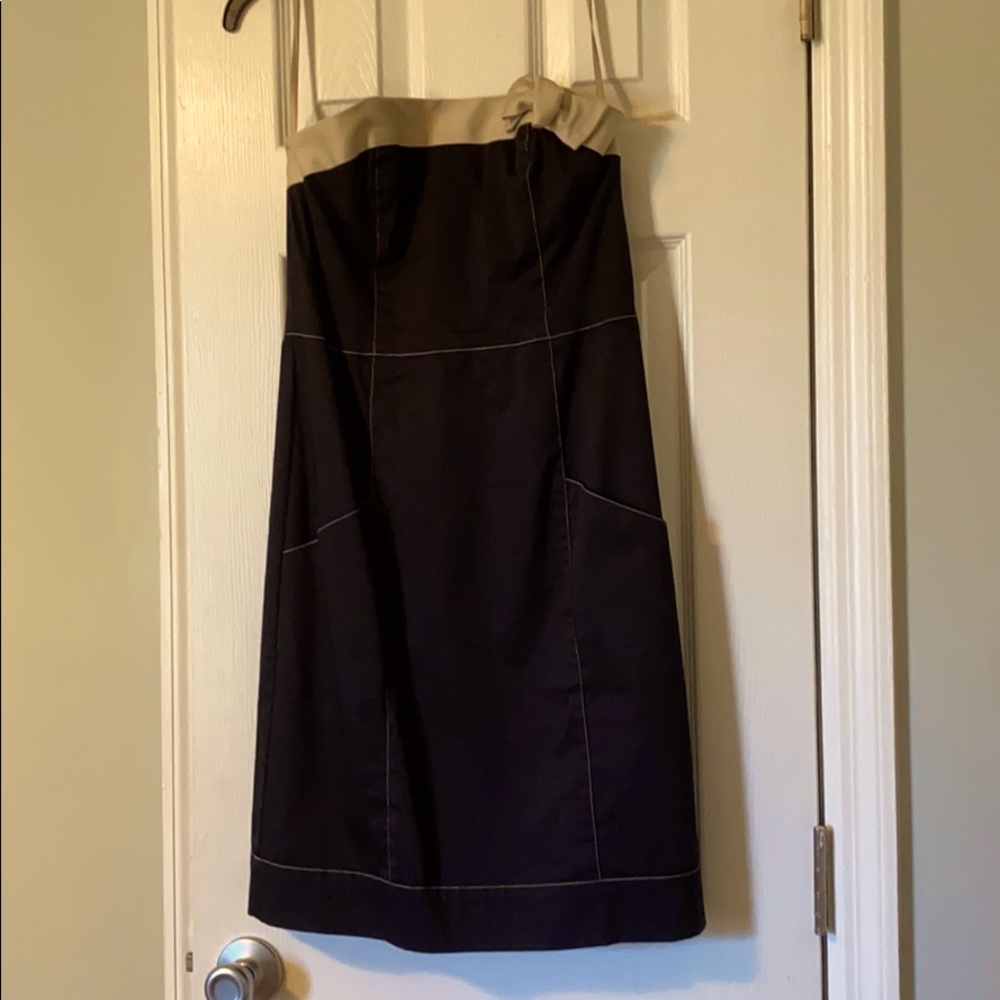 Robin Jordan Strapless Black and Tan Dress